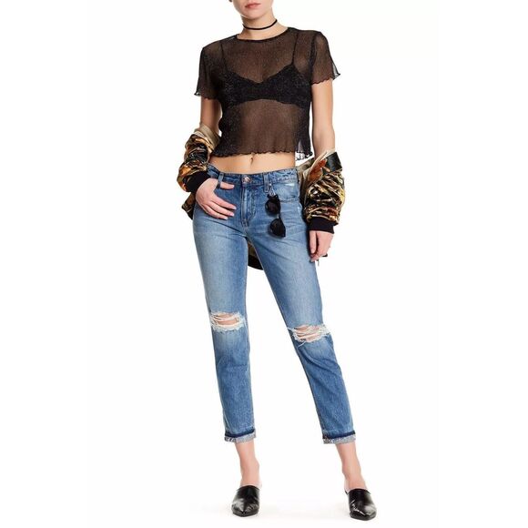 Joe's Jeans‎ Cropped Ex-Lover Jeans Women's 26 Blue Distressed Mid Rise Cuffed - Picture 1 of 14